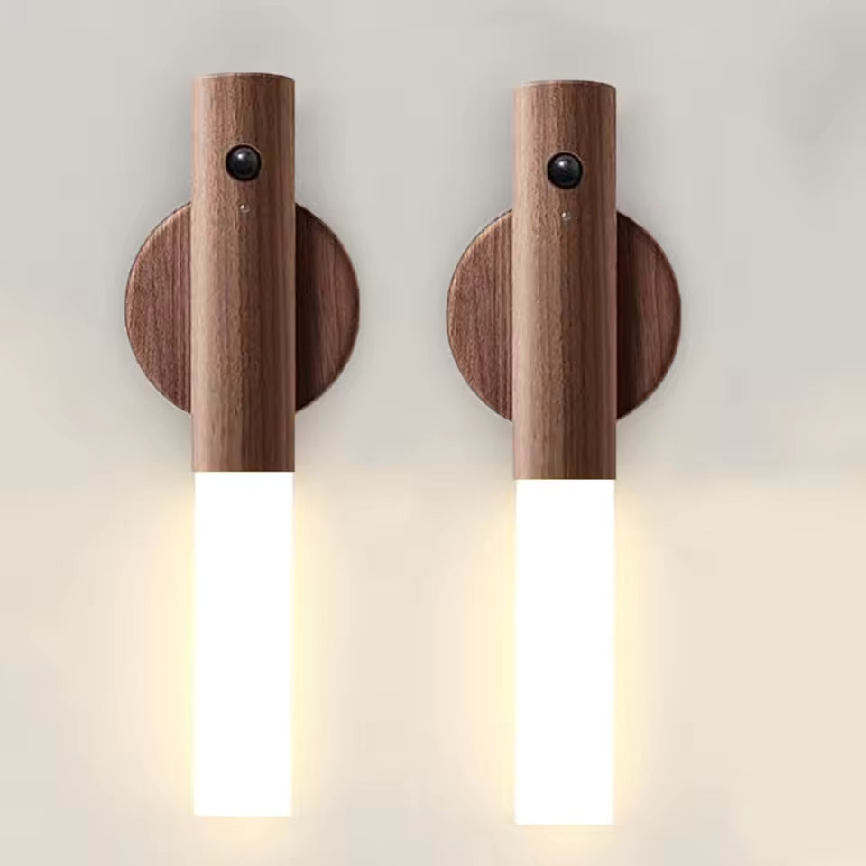 SensorLUX® Lámpara de madera Led magnética recargable con sensor de movimiento