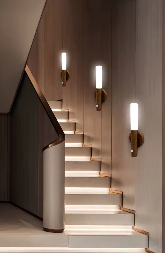 SensorLUX® Lámpara de madera Led magnética recargable con sensor de movimiento