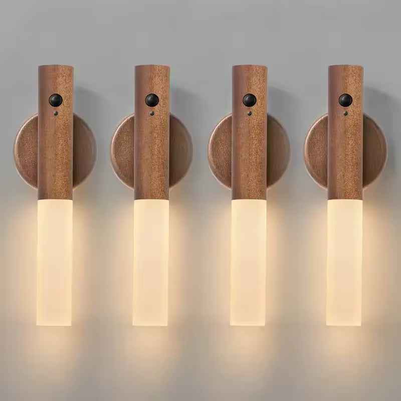 SensorLUX® Lámpara de madera Led magnética recargable con sensor de movimiento