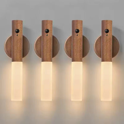 SensorLUX® Lámpara de madera Led magnética recargable con sensor de movimiento